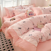 Korean Style Pink Bow Bedding Sets