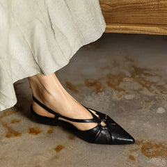 sheepskin hollow breathable retro mid Heel
