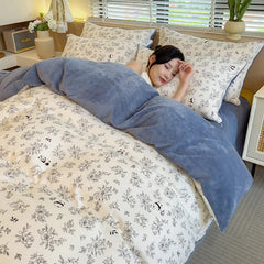 1PC Cute Printed Duvet Cover Twin Queen Student Dorm Comforter Cover Soft Single Sided Velvet Quilt Cover for Single Double Bed