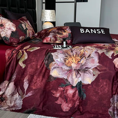 Premium 1000TC Egyptian Cotton Blooming Flowers Digital Printing Bedding Set