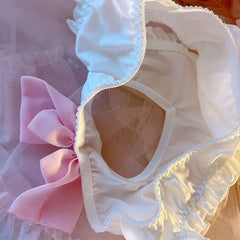 2-teiliges Dessous-Set mit Herz-Koketterie und rosa Schleife