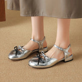 cowhide bow comfortable low Heel