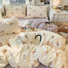 Winter Thick Velvet Duvet Cover Set Student Dormitory Bedding Set
