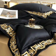 1000TC Egyptian Cotton Luxury Gold Embroidery Bedding Set