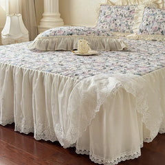 Korean Princess Style Floral Ruffles 100% Cotton Bedding Set