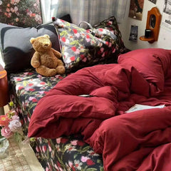 Grey Duvet Cover Set with Bow Fashion Twin Queen Size Girls Boys Flat Sheet Pillowcase No Filler Soft Summer Home Bedding Set