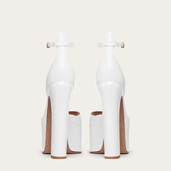 White Round toe Waterproof platform Super high Heel