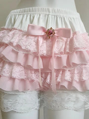 Bloomers estilo coqueta con volantes de cristal rosa