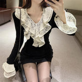 Luana Dark Romantic Goth Ruffle Top