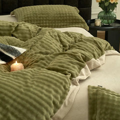 Winter Coral Velvet Warm Bedding Set