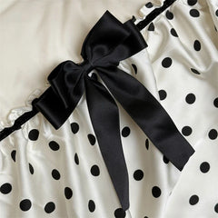 Three-layer Polka Dot Ruffles Bow Bedding Set