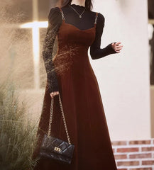 Conjunto de vestido de terciopelo de 2 piezas de Octavia Dark Academia