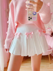 Vanilla Rose – Plissierter Minirock im Coquette-Stil mit Schleifen