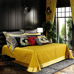 Luxury Gold Green Jacquard Bedding Set