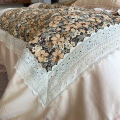Vintage Floral Print Lace Ruffles Princess Bedding Set