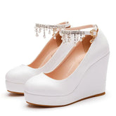 Luxury 11cm White Round Head Water Platform Wedges Shoes