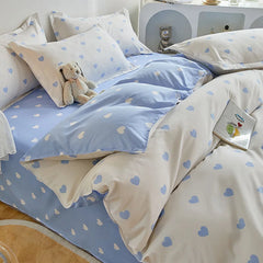 Floral Ins Style Duvet Cover Set Flat Sheet Pillowcase No Filler Soft Single Double Size Boys Girls 2024 Bedding Linens