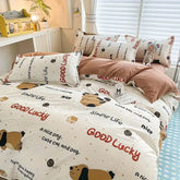 Cute Boys Duvet Cover Set with Zipper Girls Flat Bed Sheet Pillowcases No Filler Double Queen Size Adult Kids Bedding Linens