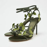 Leaf Design Round Head High Heel