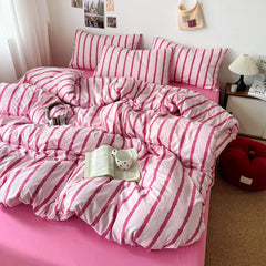 INS Pink Stripe Series Soft Bedding Set