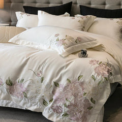 1000TC Egyptian Cotton Luxury Flowers Embroidery Bedding Set