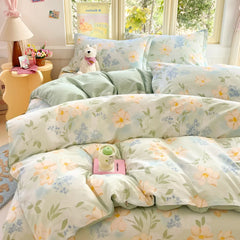 Pastoral Style Florals 100% Cotton Duvet Cover Soft Skin Friendly Single Double Bed Covers Pillowcases Queen King Bedding Set