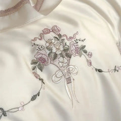 800TC Lyocell Eucalyptus Fiber Flowers Embroidery Ruffles Bedding Set