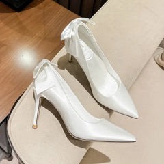 French Satin White Main Wedding Dress Shoes