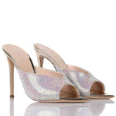 Peep toe Slippers Pointed toe pull-on Super high Heel