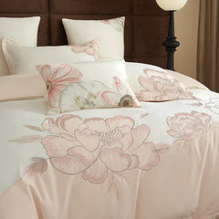 1000TC Egyptian Cotton Blooming Flower Embroidery Luxury Bedding Set