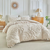 3D Rose Floral Tufted Duvet Cover Set High Quality Microfiber Comforter Cover Soft King Queen Size Quilt Cover and Pillowcases
