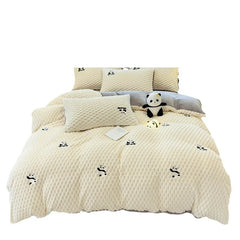 Winter Thicken Warm Duvet Cover Set Queen Bed Linens Set Milk Velvet Quilt Cover Bed Sheet Pillowcase 3/4pcs Luxury Bedding Set