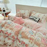 Korean Pink Bedding Set