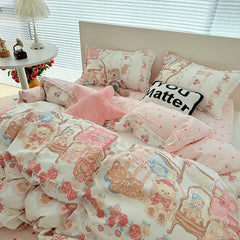 Korean Pink Bedding Set