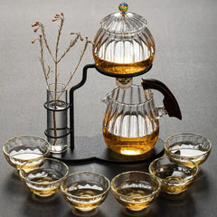 Vintage Pumpkin-Inspired Glass Tea Set