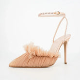 purple Mesh Pleated Wedding Shoes