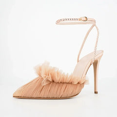 purple Mesh Pleated Wedding Shoes