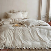 Flowers Embroidery Ruffles Luxury Bedding Set