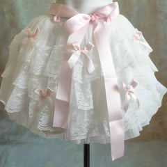 WinterLake Balletcore Spitzenrock im Prinzessinnen-Kokett-Stil mit Schleifen