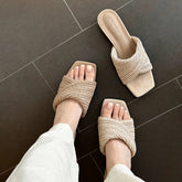 sheepskin woven slope heel