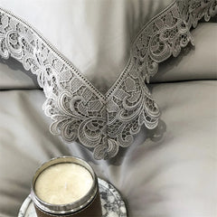 1000TC Lyocell Cotton Brushed Autumn Winter Luxury Lace Wide Edge Bedding Set