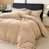 Winter Coral Velvet Duvet Cover Set with Bed Sheets and Pillowcase Warm Keep Skin Friendly Bedding Four Piece Set Quilt Cover