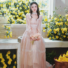 Rosepetal River Fairycore Prinzessinnenkleid mit Choker-Halskette