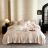600TC Egyptian Cotton Romantic Lace Ruffles Princess Bedding Set