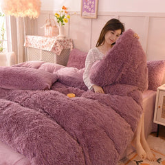 Thickened mink 4 pieces princess Bedding Set
