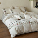Elegant Flowers Embroidery Luxury Bedding Set