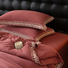 100% Cotton Brushed Luxury Embroidery Wide Edge Bedding Set
