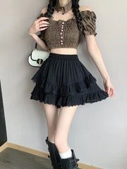 Pumphose-Rock mit Blasenblumen und Rüschen