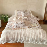Vintage Floral Ruffle Lyocell Cotton Bedding Set
