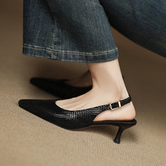 snake patterned sheepskin pointed thin Heel